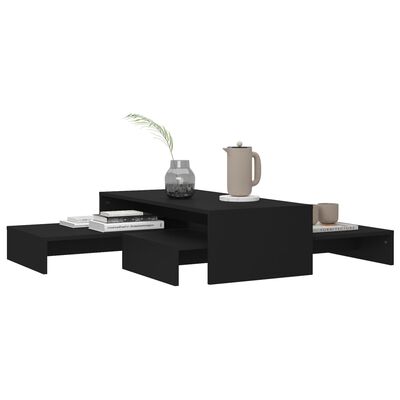 vidaXL Nesting Coffee Table Set Black 100x100x26.5 cm Engineered Wood