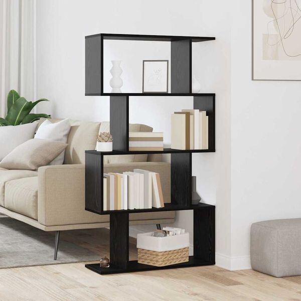 vidaXL Book Cabinet Black Oak 70 x 24 x 129 cm Engineered Wood