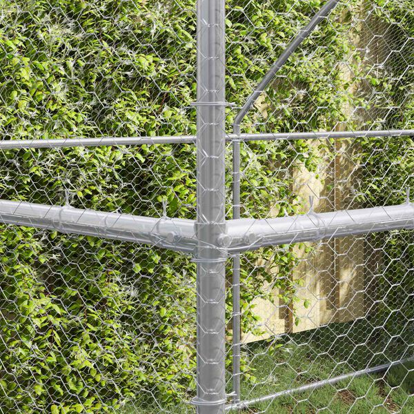vidaXL Chicken Cage 3 pcs Silver 600 x 200 x 200 cm Steel and PE