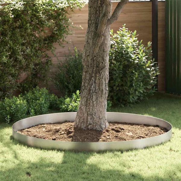 vidaXL Lawn Edging Silver 450 x 0.05 x 20 cm Stainless Steel