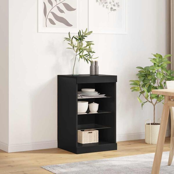 vidaXL Sideboard with LED Lights Black 41x37x67 cm