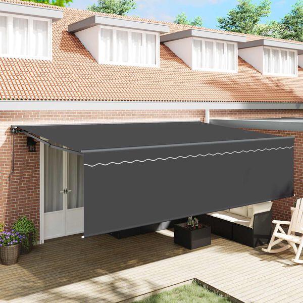 vidaXL Retractable Awning Manual Anthracite 500 x 300 cm