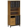 vidaXL Highboard with Glass Doors "FLAM" 80x40x180 cm Solid Wood Pine