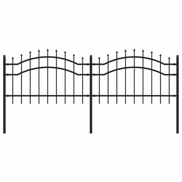 vidaXL Garden Fence with Spear Top Black 240x75 cm Powder-coated Steel