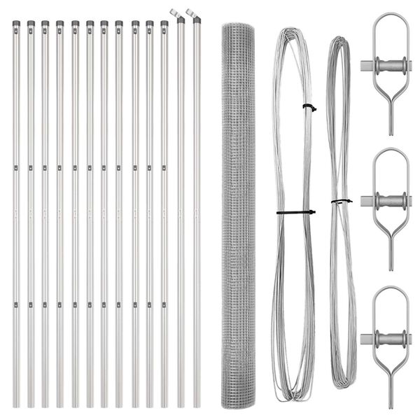 vidaXL Fence Post Silver 50 x 1.5 m (12 x 12 mm mesh) Steel