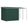 vidaXL Garden Shed with Extended Roof Green 346x193x181 cm Steel