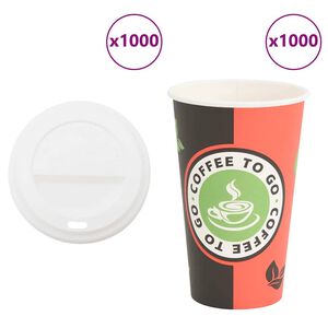 vidaXL Paper Coffee Cups with Lids 1000 pcs 16oz 400ml