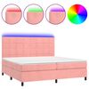 vidaXL Box Spring Bed with Mattress&LED Pink 200x200 cm Velvet