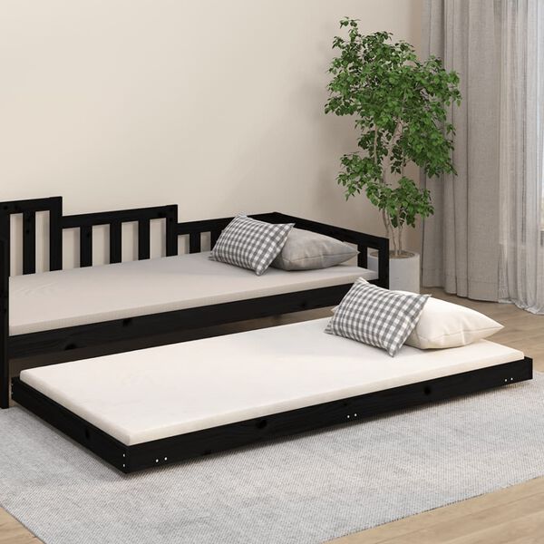 vidaXL Bed Frame without Mattress Black 90x200 cm Solid Wood Pine
