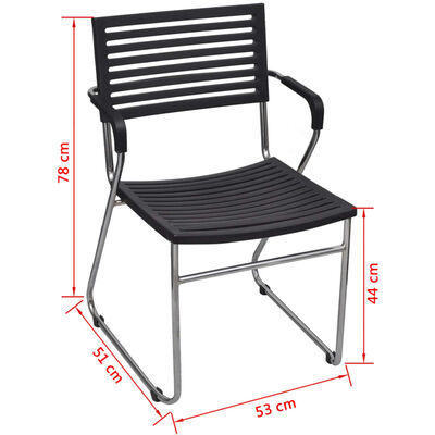 vidaXL Stacking Dining Chairs 24 pcs Black Plastic