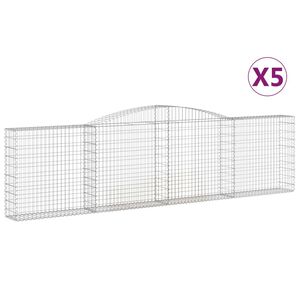 vidaXL Arched Gabion Baskets 5 pcs 400x30x100/120 cm Galvanised Iron