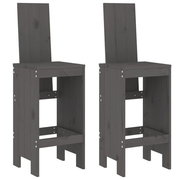 vidaXL Bar Stools 2 pcs Grey 40x42x120 cm Solid Wood Pine