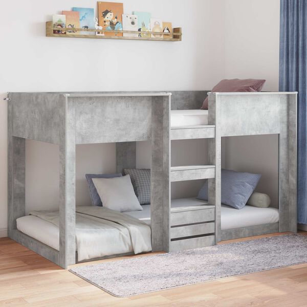 vidaXL Floor Bed Frame Concrete Grey 75 x 190 cm Engineered Wood