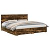 vidaXL Bed Frame with Drawer Smoked Oak 200 x 200 cm Engineered Wood