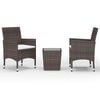 vidaXL 3 Piece Garden Bistro Set Poly Rattan and Tempered Glass Brown