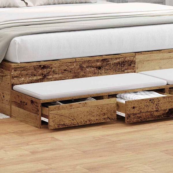 vidaXL Bed Drawers Old Wood 180 x 36.5 x 16.5 cm Engineered Wood