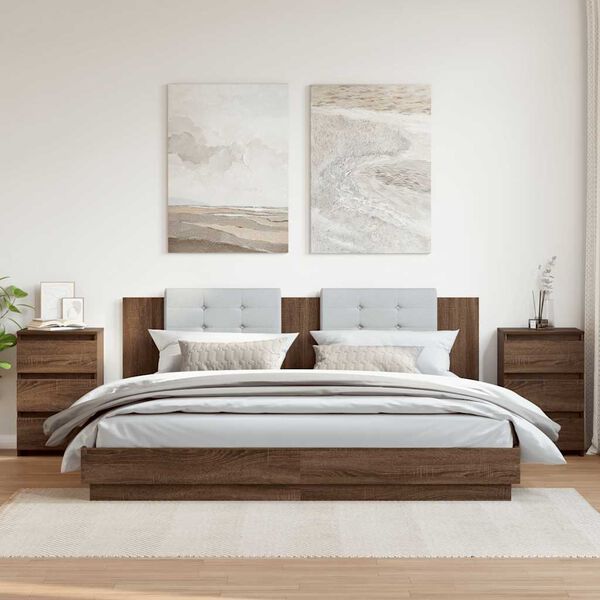 vidaXL Bed Cabinets 2 pcs Brown Oak 40x35x62.5 cm Engineered Wood