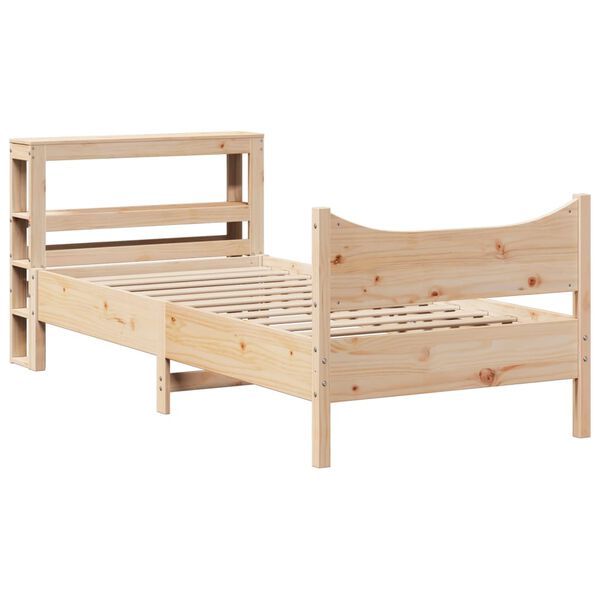 vidaXL Bed Frame with Headboard 75x190 cm Small Single Solid Wood Pine