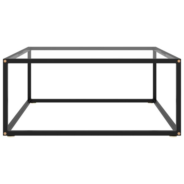 vidaXL Coffee Table Black with Tempered Glass 80x80x35 cm