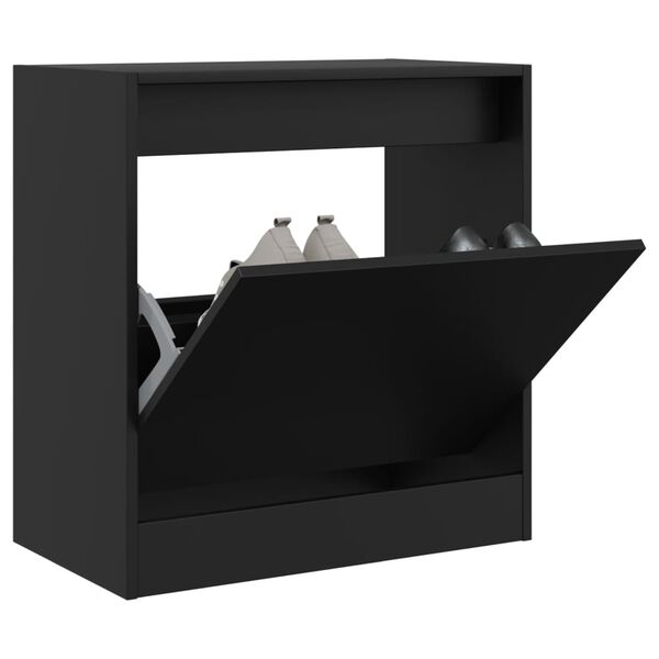 vidaXL Shoe Cabinet Black 60x34x63.5 cm Engineered Wood