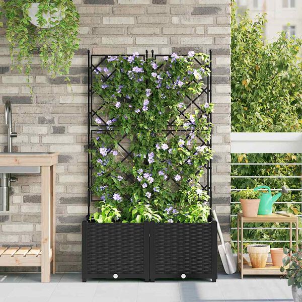 vidaXL Garden Planter 2 pcs Black 80 x 40 x 143 cm Steel
