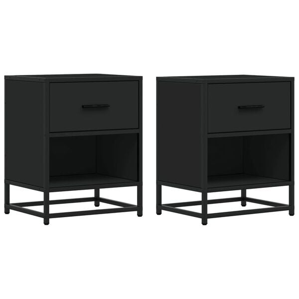 vidaXL Bedside Cabinets 2 pcs Black 40x31x50 cm Engineered Wood