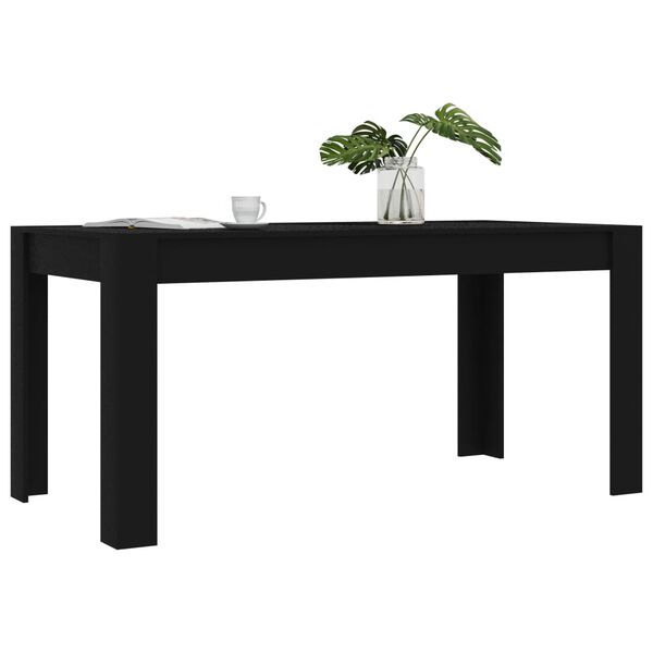 vidaXL Dining Table Black 160x80x76 cm Engineered Wood