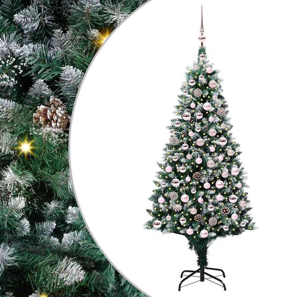 vidaXL Artificial Christmas Tree with 300 LEDs with Stand Green 180 cm