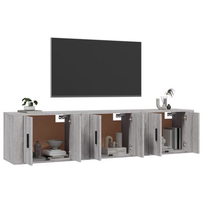 vidaXL Wall-mounted TV Cabinets 3 pcs Grey Sonoma 57x34.5x40 cm
