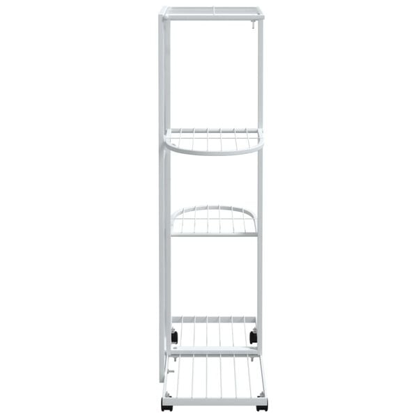vidaXL 4-Floor Flower Stand with Wheels 44x23x80 cm White Iron