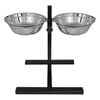 vidaXL Adjustable Double Diner Pet Dog Feeding Stand & 2 x 1.6L Stainless Steel Bowls