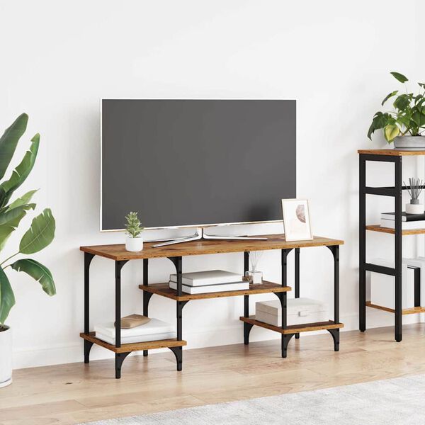 vidaXL TV Cabinet Old Wood 102 x 35 x 45.5 cm Engineered Wood and Iron