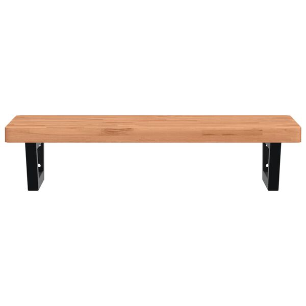 vidaXL Basin Shelf Wall Mounted Steel and Solid Wood Beech