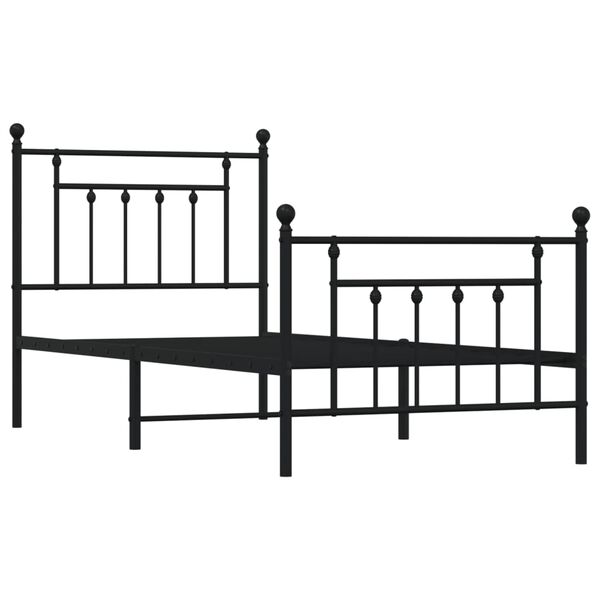 vidaXL Metal Bed Frame without Mattress with Footboard Black 90x190cm