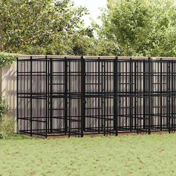 vidaXL Outdoor Dog Kennel Steel 12.9 m&sup2;