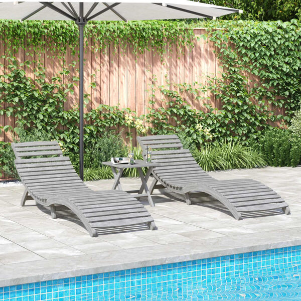 vidaXL Sun Loungers 2 pcs Grey 184x55x64 cm Solid Wood Acacia