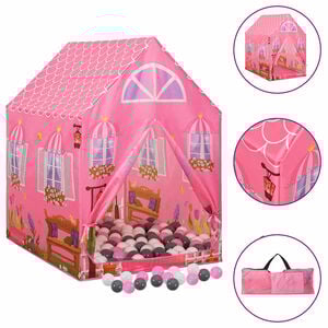 vidaXL Children Play Tent with 250 Balls Pink 69x94x104 cm