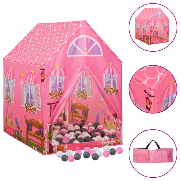 vidaXL Children Play Tent with 250 Balls Pink 69x94x104 cm