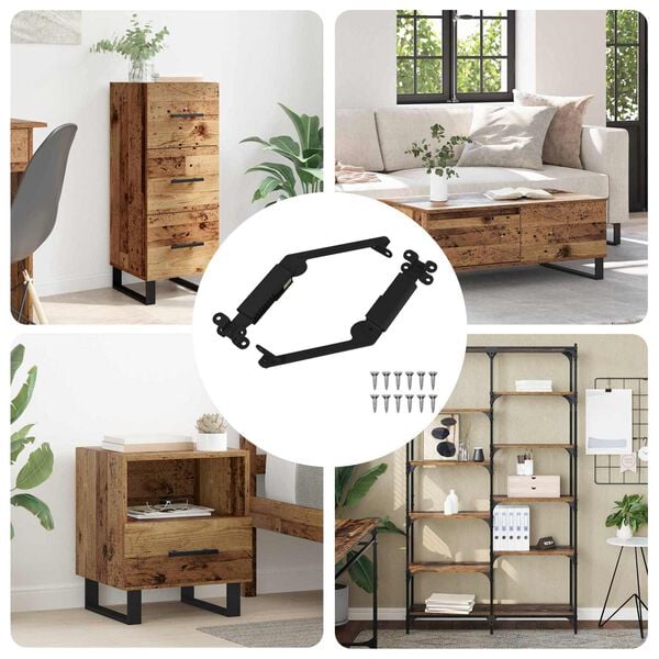 vidaXL Lid Support Hinge 2 pcs Black 192 x 32 x 50 mm Steel