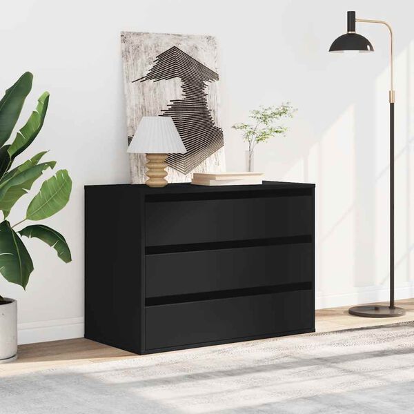 vidaXL Corner Chest of Drawers Black 80x41x58 cm Engineered Wood