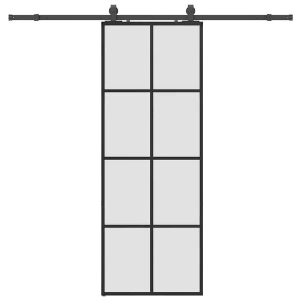 vidaXL Sliding Door with Hardware Set Black 76x205 cm ESG Glass
