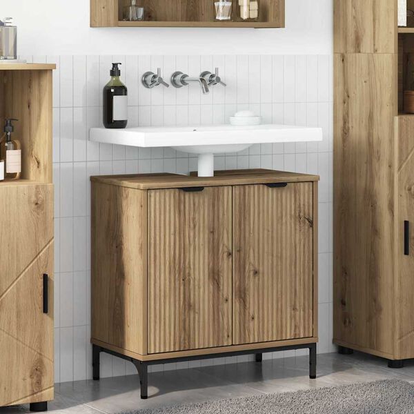 vidaXL Bathroom Sink Cabinet with Door Artisan Oak 60.5 x 33.5 x 61 cm