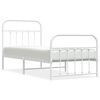 vidaXL Metal Bed Frame without Mattress with Footboard White 90x200cm