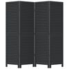 vidaXL Room Divider 4 Panels Black Solid Wood Paulownia