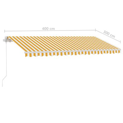 vidaXL Freestanding Manual Retractable Awning 400x300 cm Yellow/White