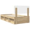 vidaXL Bed Frame with Headboard Sonoma Oak 75 x 190 cm Solid Pine Wood