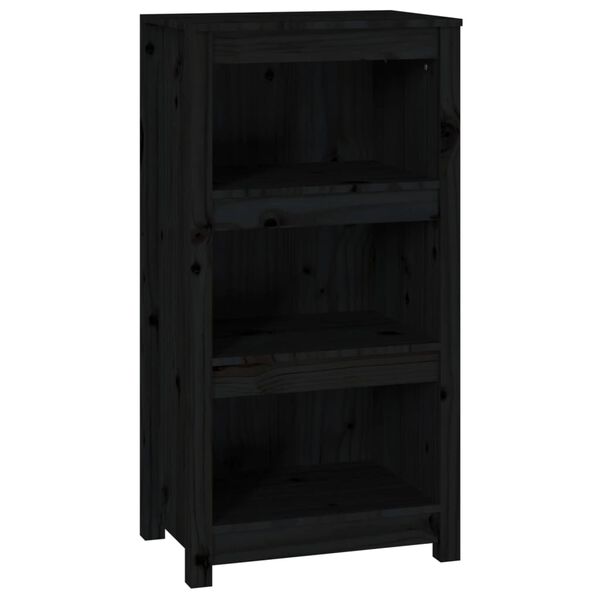 vidaXL Book Cabinet Black 50x35x97 cm Solid Wood Pine