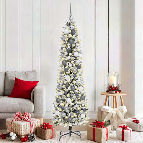 vidaXL Artificial Christmas Tree with 300 LEDs with Stand White 180 cm