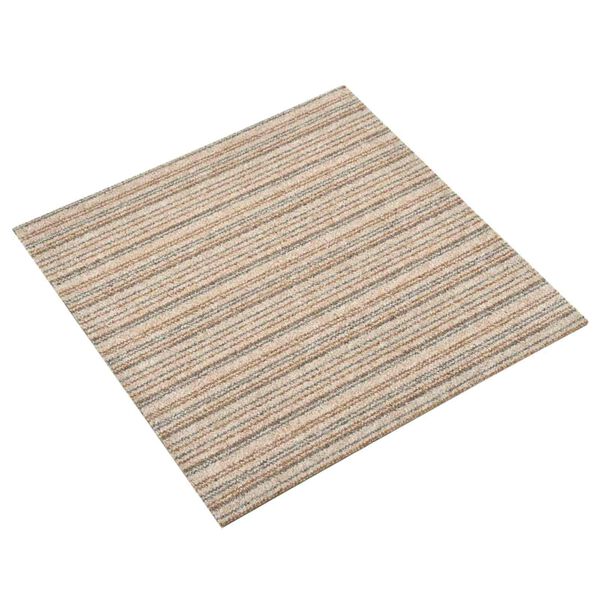 vidaXL Carpet 20 pcs Striped Beige 50 x 50 cm 100% Polypropylene
