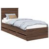 vidaXL Bed Frame with Drawer Brown Oak 75 x 190 cm Engineer Wood
